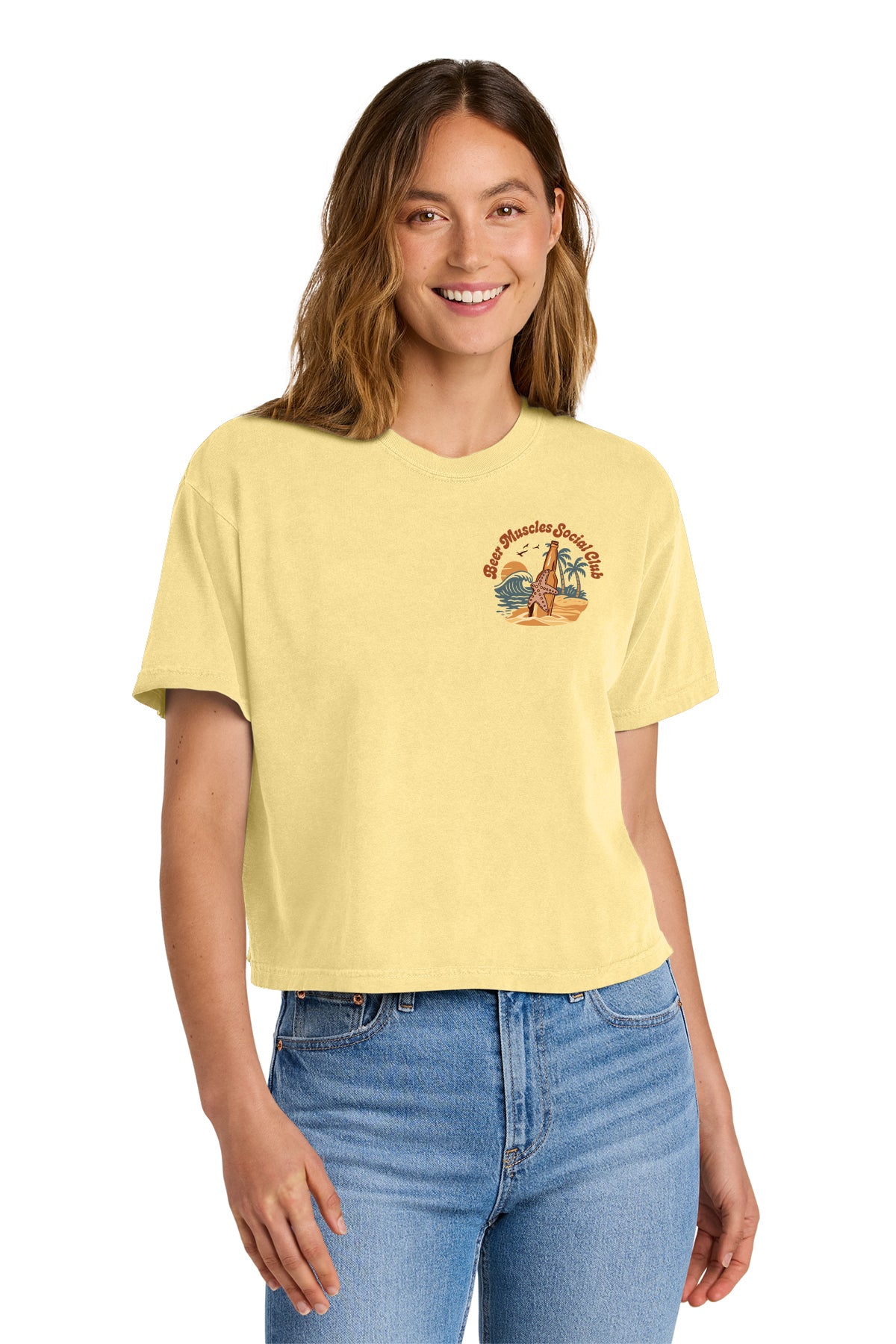 Happy to Beer Here Ladies Boxy Crop Tee