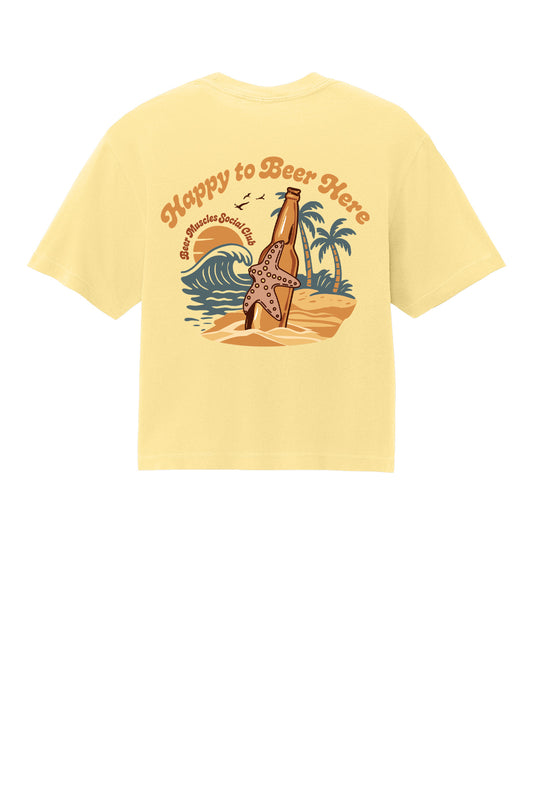 Happy to Beer Here Ladies Boxy Crop Tee