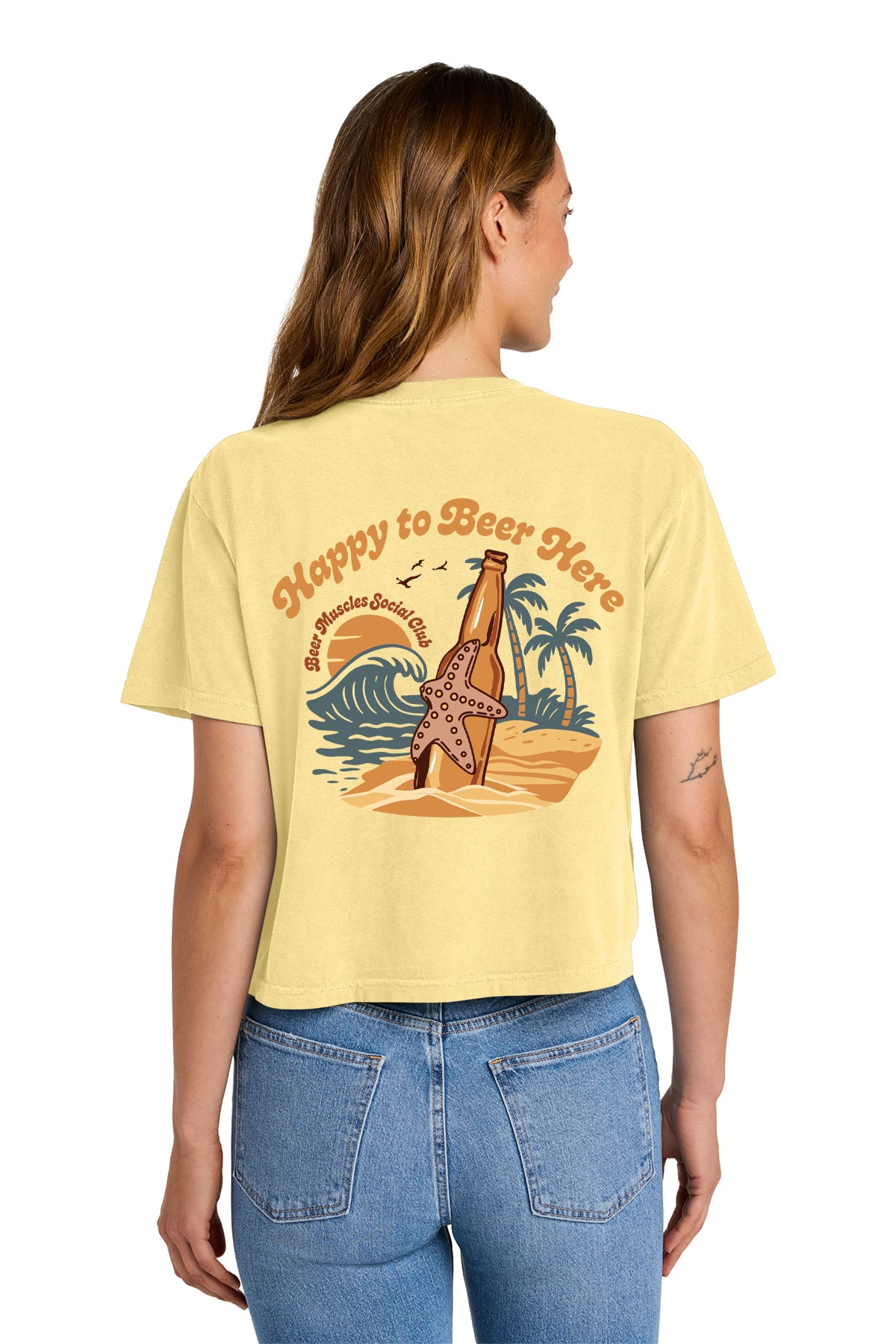 Happy to Beer Here Ladies Boxy Crop Tee